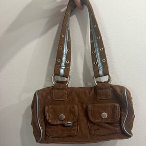 Brown Corduroy Shoulder Bag